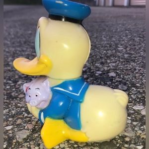 Vintage 1970s Antique Walt Disney Productions DONALD DUCK Plastic Piggy Bank